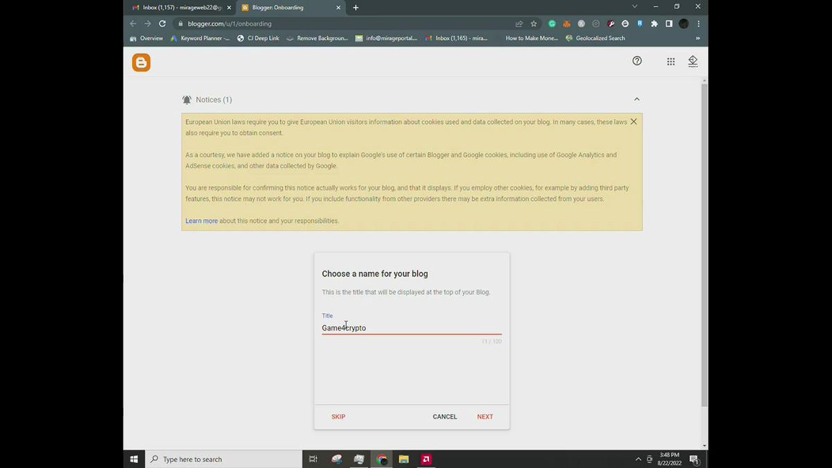 'Video thumbnail for How To Start A blog For Free Video Tutorial'