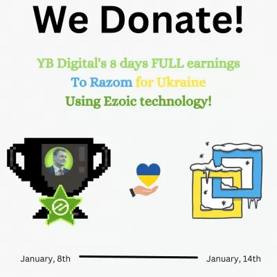 Vedeți cum în decembrie 2022, am obținut venituri pasive de 1512,89 USD cu *EZOIC *ADS PREIUM și 6,97 USD EPMV! : Primul mondial: donăm o săptămână întreagă de venituri pasive Razom pentru caritatea din Ucraina folosind tehnologia Ezoic!