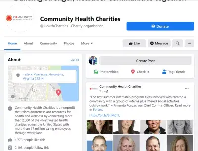 20+ consells sobre marques de pàgines d’empresa Facebook d’experts : @HealthChaities a Facebook