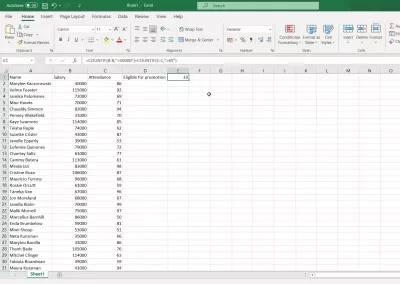 Excel- ൽ എണ്ണൽ കണക്കാക്കുന്നു: എണ്ണം, ക OUNT ണ്ടൻ, കൗൺസിഫ്, കൗണ്ടിഫുകൾ : Excel- ൽ കൗണ്ടിഫ് ഫംഗ്ഷനുമായി ഒരു അല്ലെങ്കിൽ പ്രവർത്തനം നടത്തുന്നു