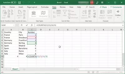 Com comptar el nombre de cel·les i comptar caràcters en una cel·la a Excel? : Com comptar el nombre de cel·les a Excel using function COUNTA