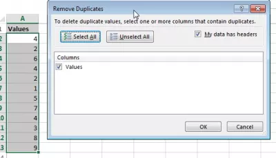 Cum să ștergeți duplicate în Excel : Datele din Excel elimină opțiunile pop-up duplicate