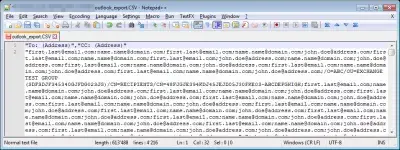 Notepad ++ izvadite adrese e-pošte iz tekstualne datoteke u nekoliko koraka : Datoteka sadrži e-adrese i ostale podatke