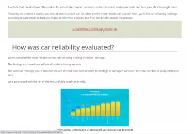CarVertical Automotive Affiliate Program Review : Affiliate Link på en bilblogg
