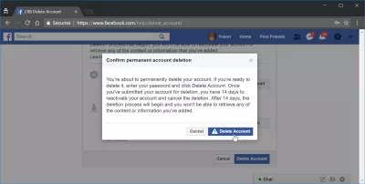 Como faço para excluir minha conta do Facebook?