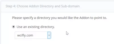 цПанел аддон домен, креирајте додатни домен : Избор директоријума додатака
