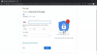 Cum să creezi un cont Google Drive și să obții 15 GB de stocare gratuită Google Drive? : Introducerea datei de naștere și a sexului