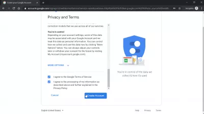Google ड्राइव खाता कैसे बनायें और 15GB Google डिस्क मुफ्त संग्रहण प्राप्त करें? : गोपनीयता और शर्तें