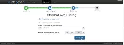 Az Interserver web hosting áttekintése egy fiók létrehozásáról : A hostnév kiválasztása a webhely regisztrációjához