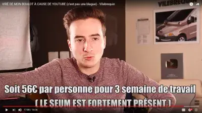 ធ្វើការពីផ្ទះ៖ របៀបរកលុយតាមអ៊ិនធរណេតសម្រាប់អ្នកចាប់ផ្តើមដំបូង? : ការទូទាត់ការផ្សាយពាណិជ្ជកម្មតាមយូធូបសម្រាប់ Vilebrequin French Youtuber: € ១១២ ក្នុងមួយ ២០០០០០ មើលវីដេអូដែលគាត់ចែករំលែកជាមួយមិត្តរួមការងាររបស់គាត់ឬ ៥៦ €ក្នុងមនុស្សម្នាក់