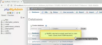 Cum Să Ștergeți O Bază De Date În PHPMyAdmin : Bază de date eliminată cu succes