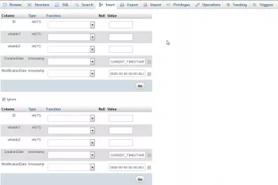 PHPMyAdmin prikazuje opis stranog ključa u padajućem izborniku : SQL tablica umetanja bez stranog ključnog opisa