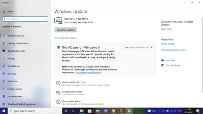 Windowsの11レビュー：万一アップグレード？ : Windows10の設定でオプションをアップグレードWindows11